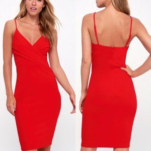 Lulus red surplice dress nwt m